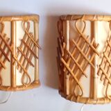 Pair of bamboo sconces 70s