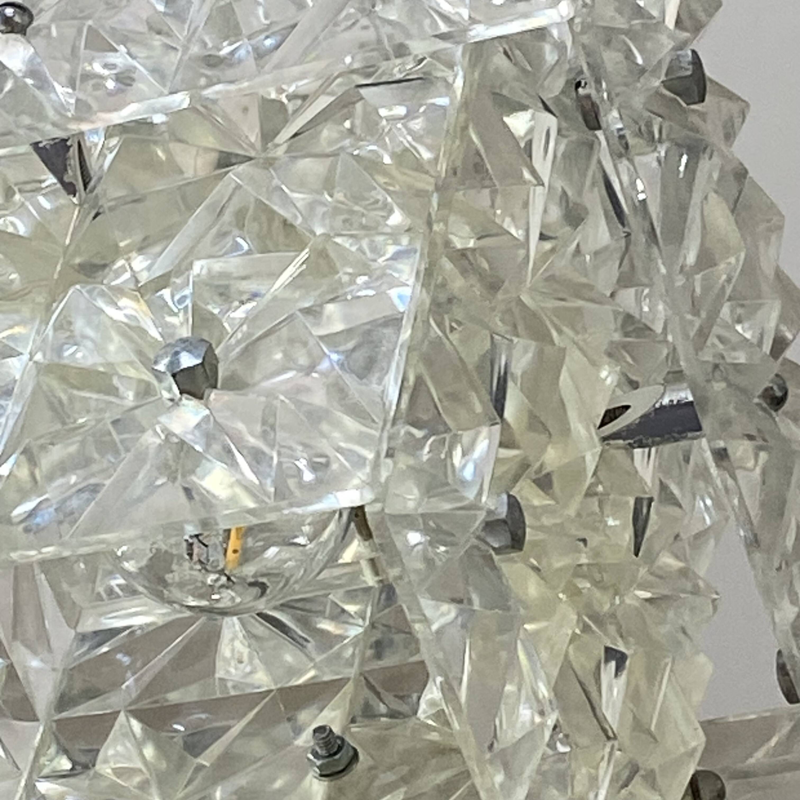 Diamond point plexiglass suspension light and aluminium