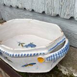 Rouen earthenware planter/cooler with flowers and foliage, 18th century