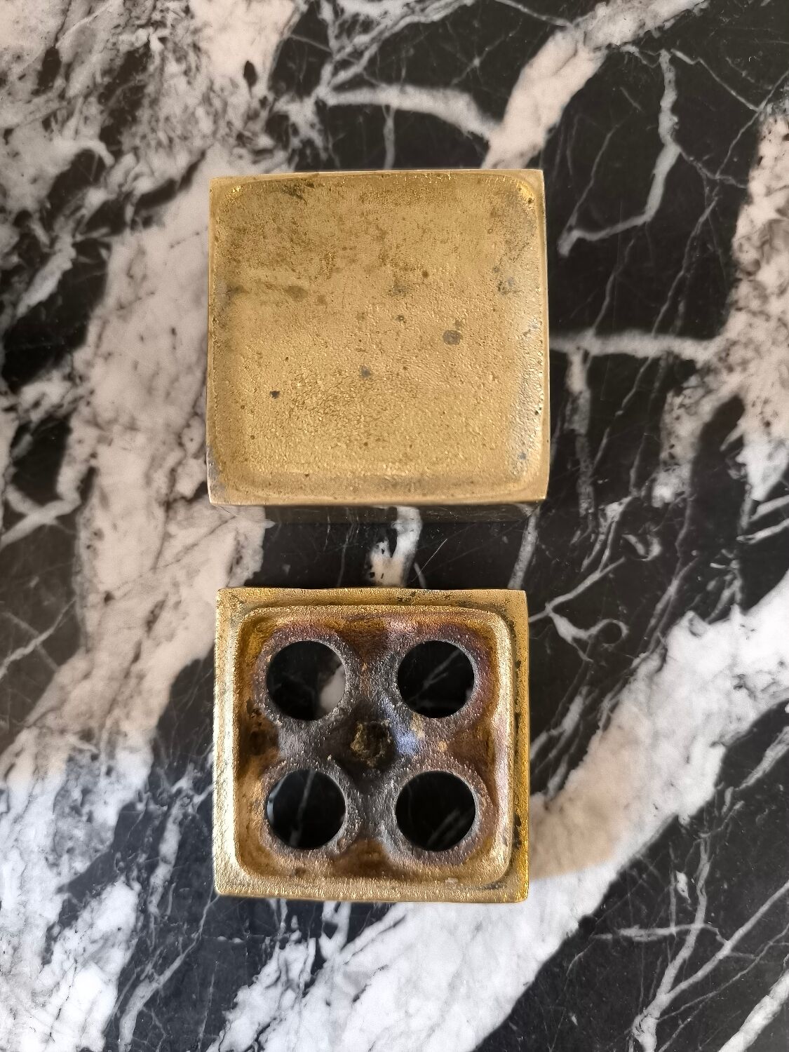 Ultima ashtray in gold-plated brass designed by Holger Bäckström & Bo Ljungberg.