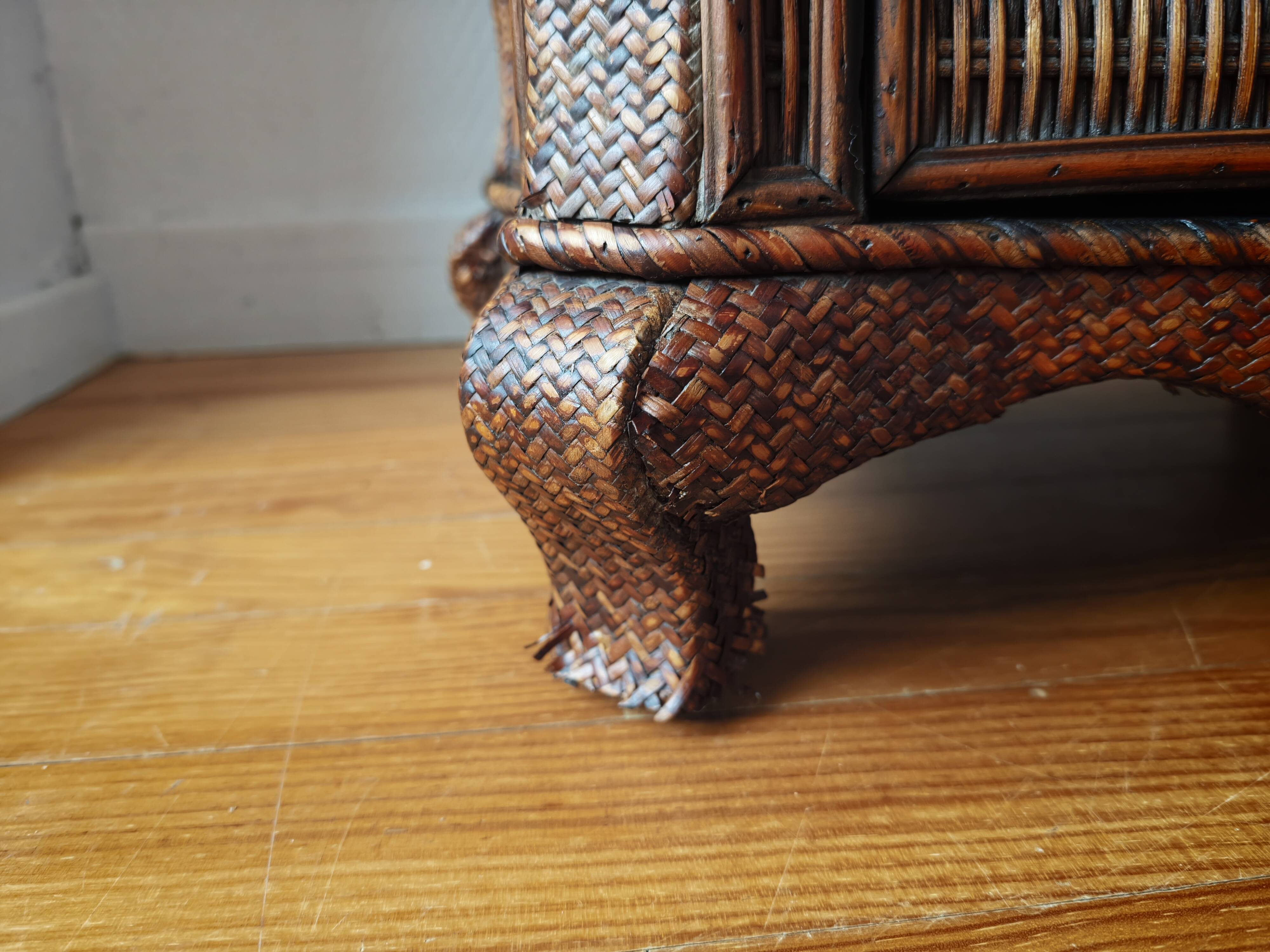 Pair of curved wicker bedside tables