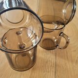 4 smoked glass mugs