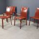 Chaises de salle à manger italiennes en cuir rouge, années 1980 - lot de 6