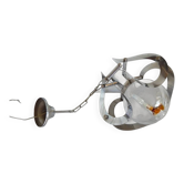 Ancien lustre lampe suspension mazzega murano verre opalescent et métal chr
