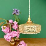 Vintage glass pendant light in yellow from Clichy