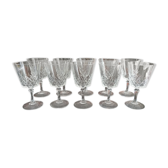 Set of 10 crystal aperitif glasses