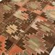 Tapis Kilim turc vintage marron et beige 6x12, 179x363 cm SK 35163