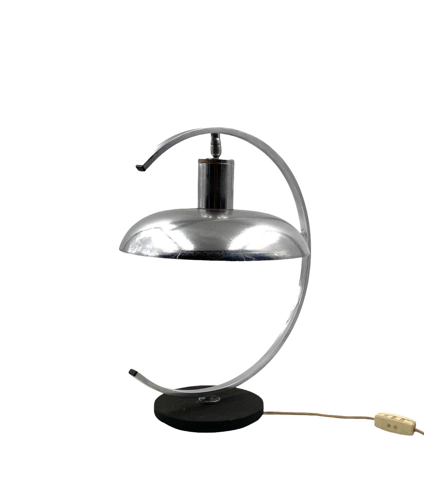 Mid-century modern chromed Table lamp, in the manner of Mariano Fortuny Italy, 1970s