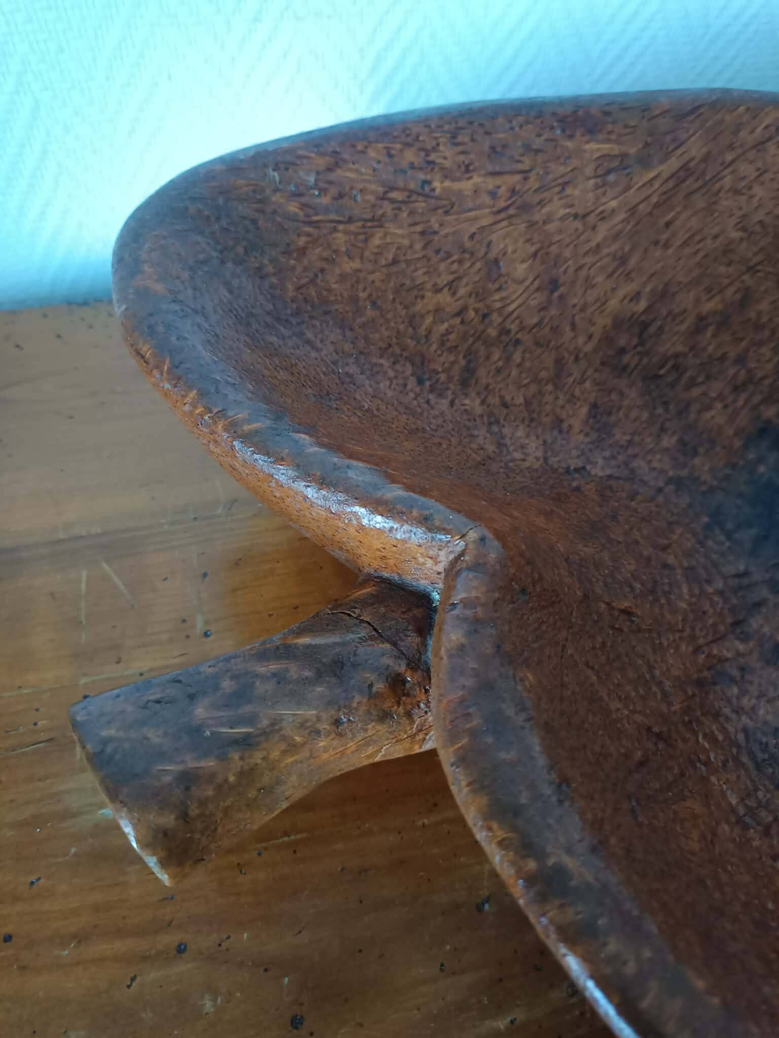 Large brutalist wooden bowl, 65 cm