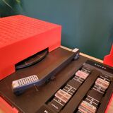 Vintage stereo electrophone record player Continental Edison red orange