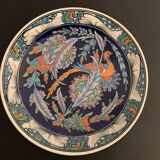 Turkish earthenware dish, coloured, handmade and signed Coskun Uzun, Kotahya, Turkey
