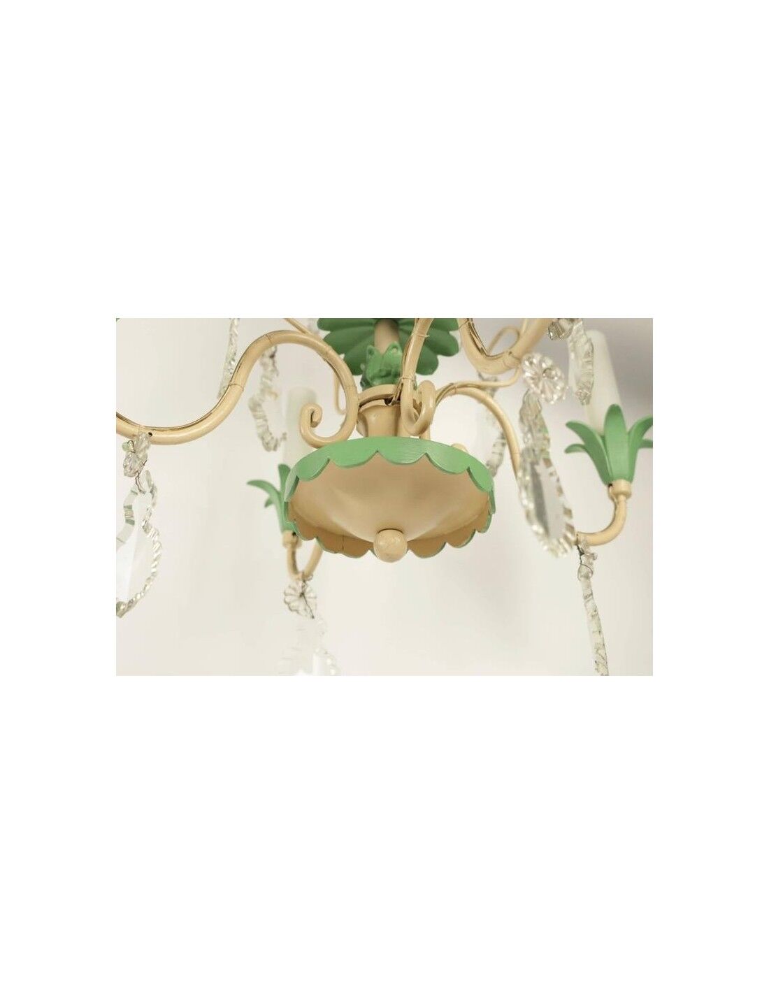 Chandelier 1950s painted metal and grapevines