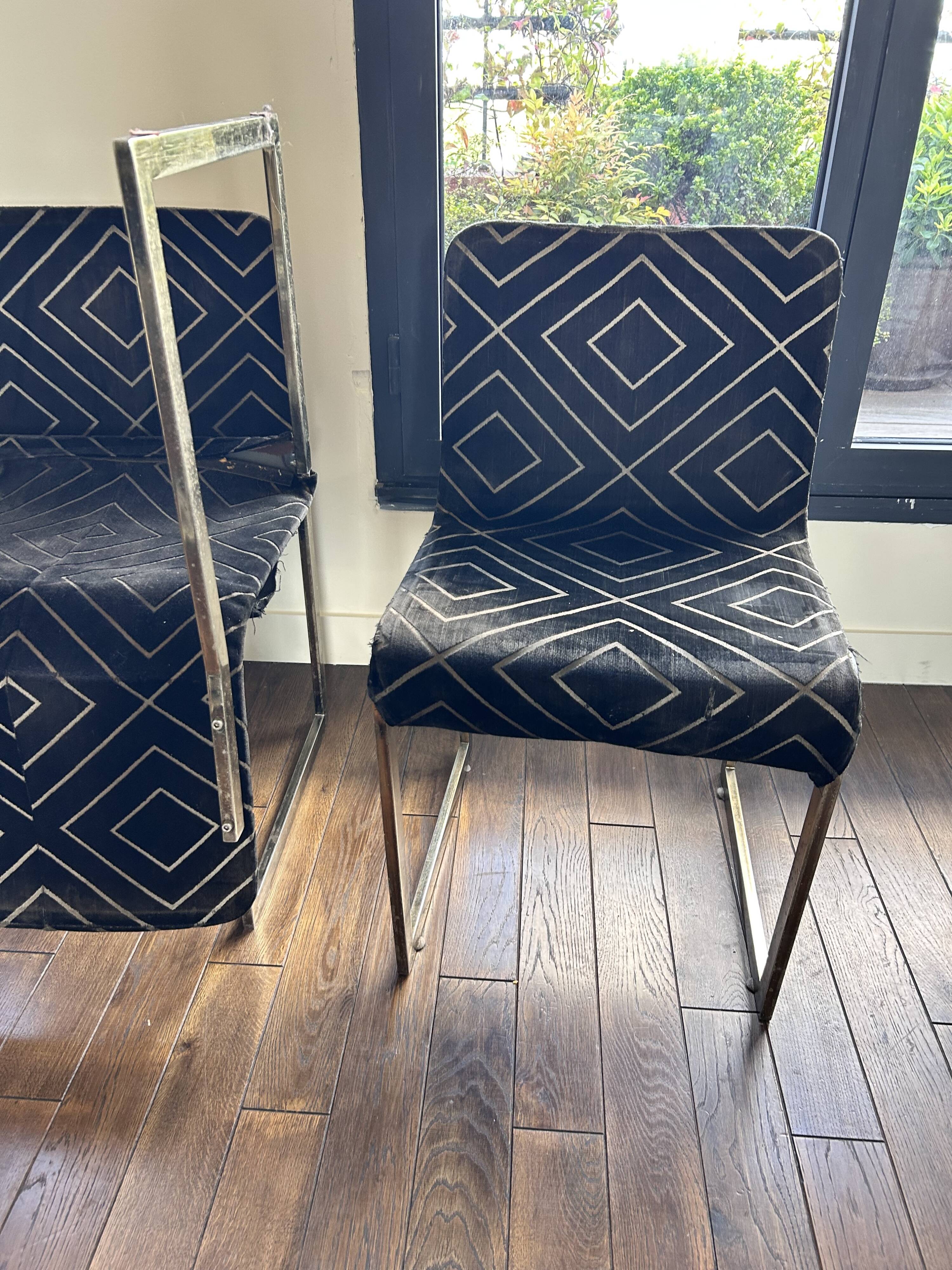 Suite de 6 chaises vintage années 70 style Milo Baughman
