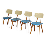 Set of 4 wooden chairs TON Bystrice Thonet blue
