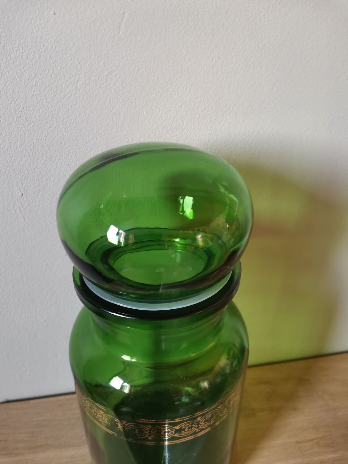 Vintage green glass jar made in Belgium