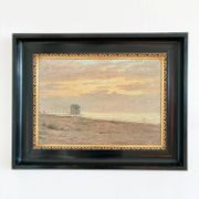 Vintage original seascape oil painting, signed beachside art