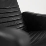 Fauteuil scandinave en cuir noir rare du milieu du siècle par Ire Möbel, années 1970, lot de 2