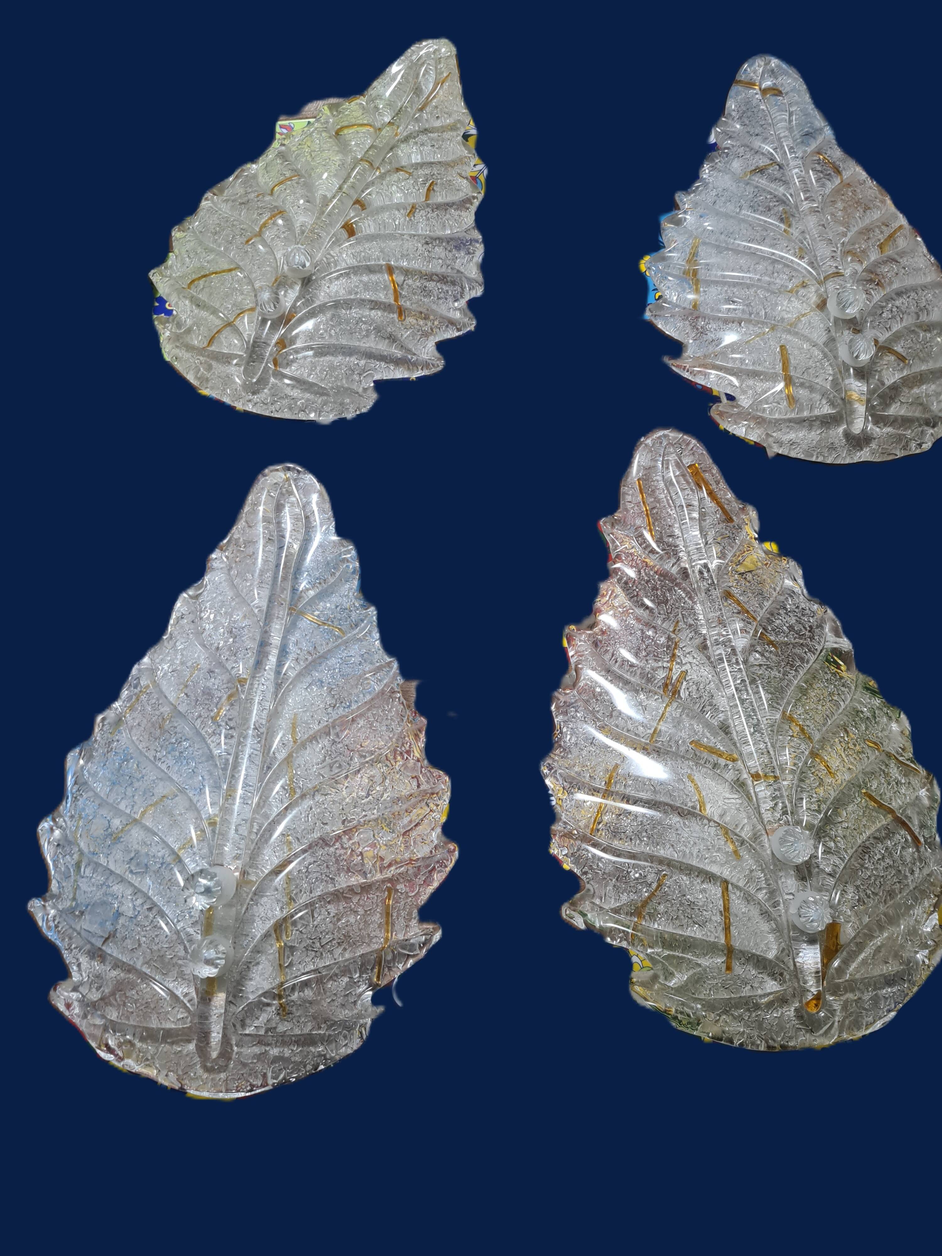 Stunning set of four vintage Murano glass wall lights