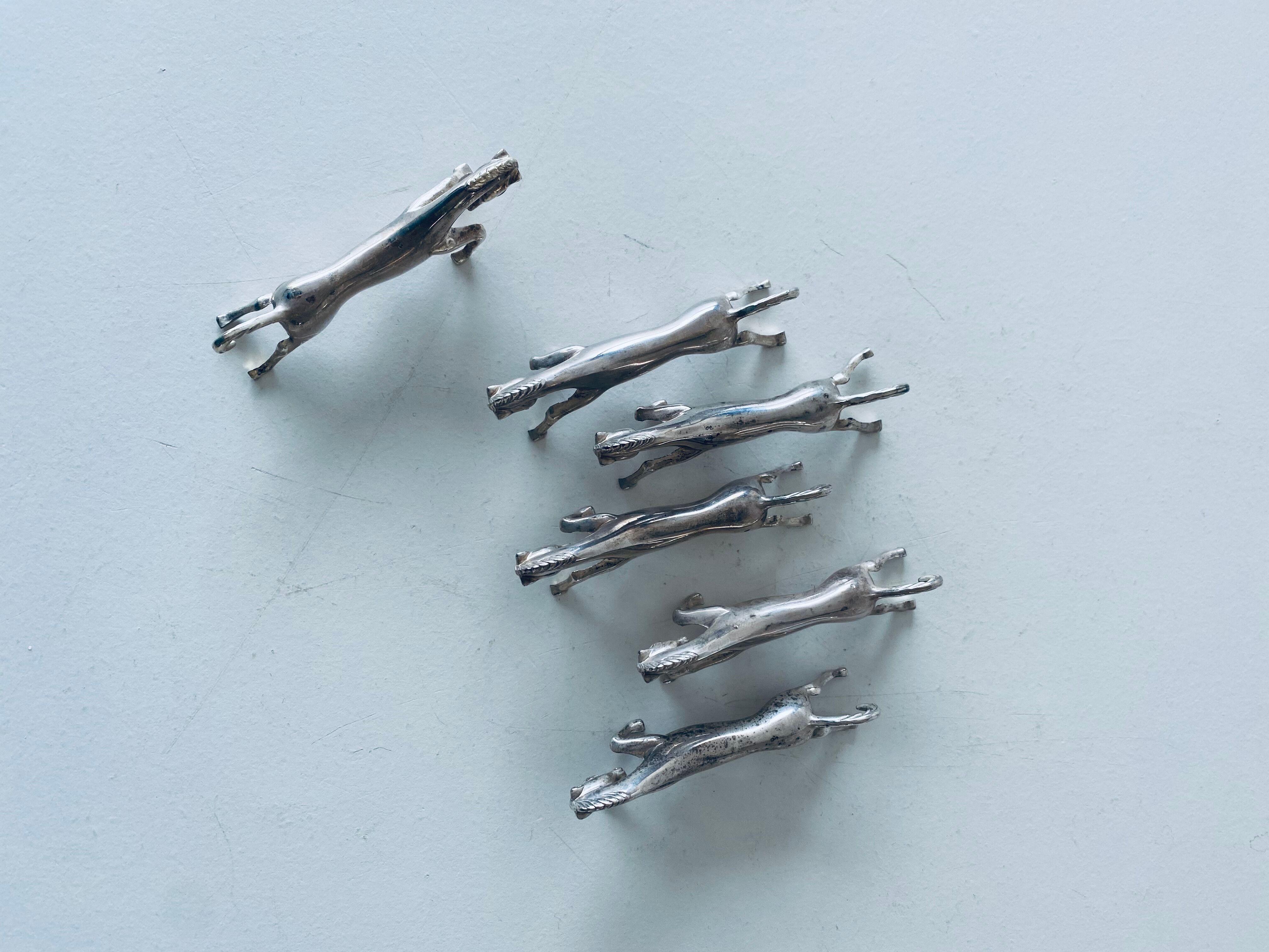 6 knife holders art deco horses