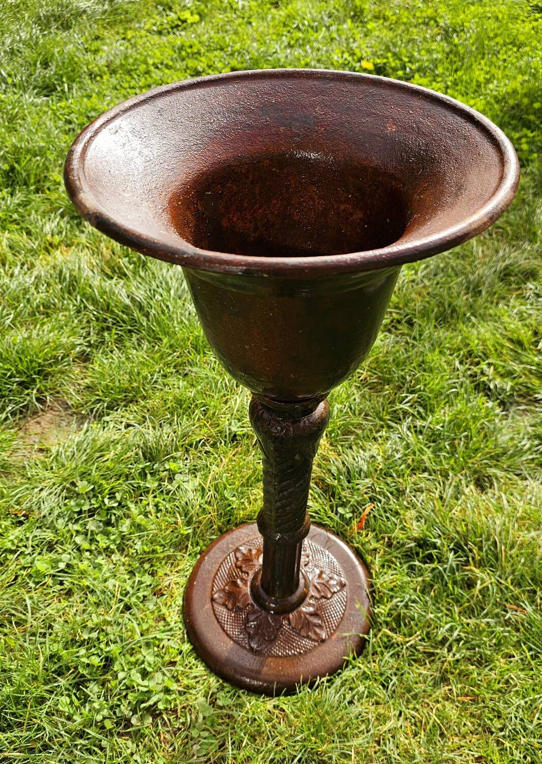 Cast iron vase on foot