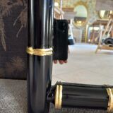 Bamboo mirror XX th lacquered black and gold