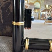 Bamboo mirror XX th lacquered black and gold