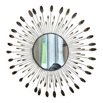 Miroir soleil vintage en métal style Line Vautrin