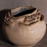 Potter's ball vase "like a flower" vintage glazed ceramic