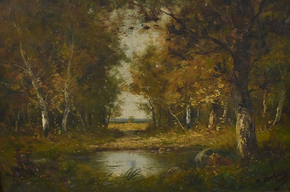Tableau « Mare sous les Bois » signé A. Salvignac – Début XXe
