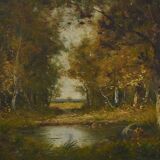 Tableau « Mare sous les Bois » signé A. Salvignac – Début XXe