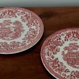 2 Tonquin pink plates – Myott Staffordshire – vintage English earthenware