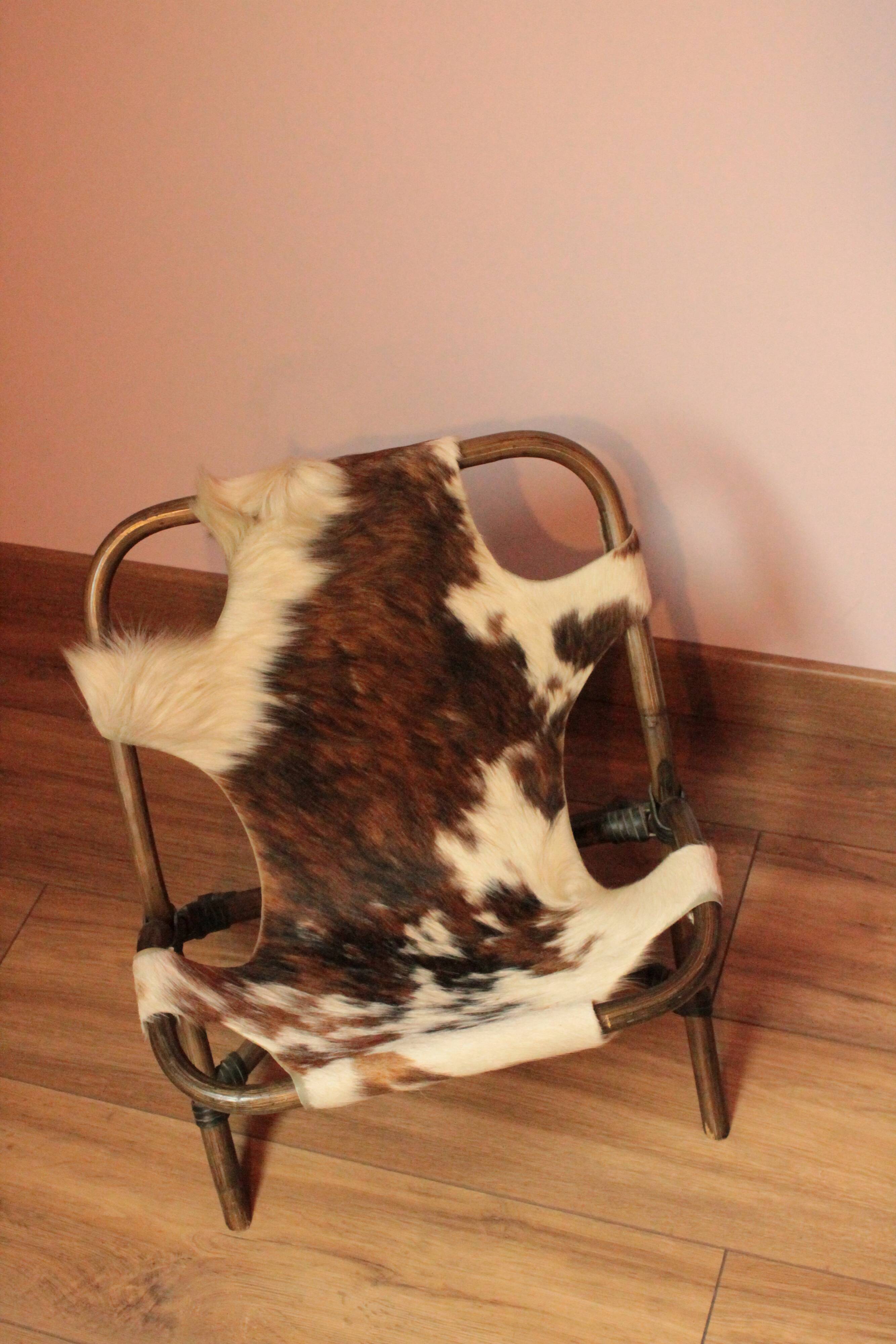 Vintage cowhide chair for children