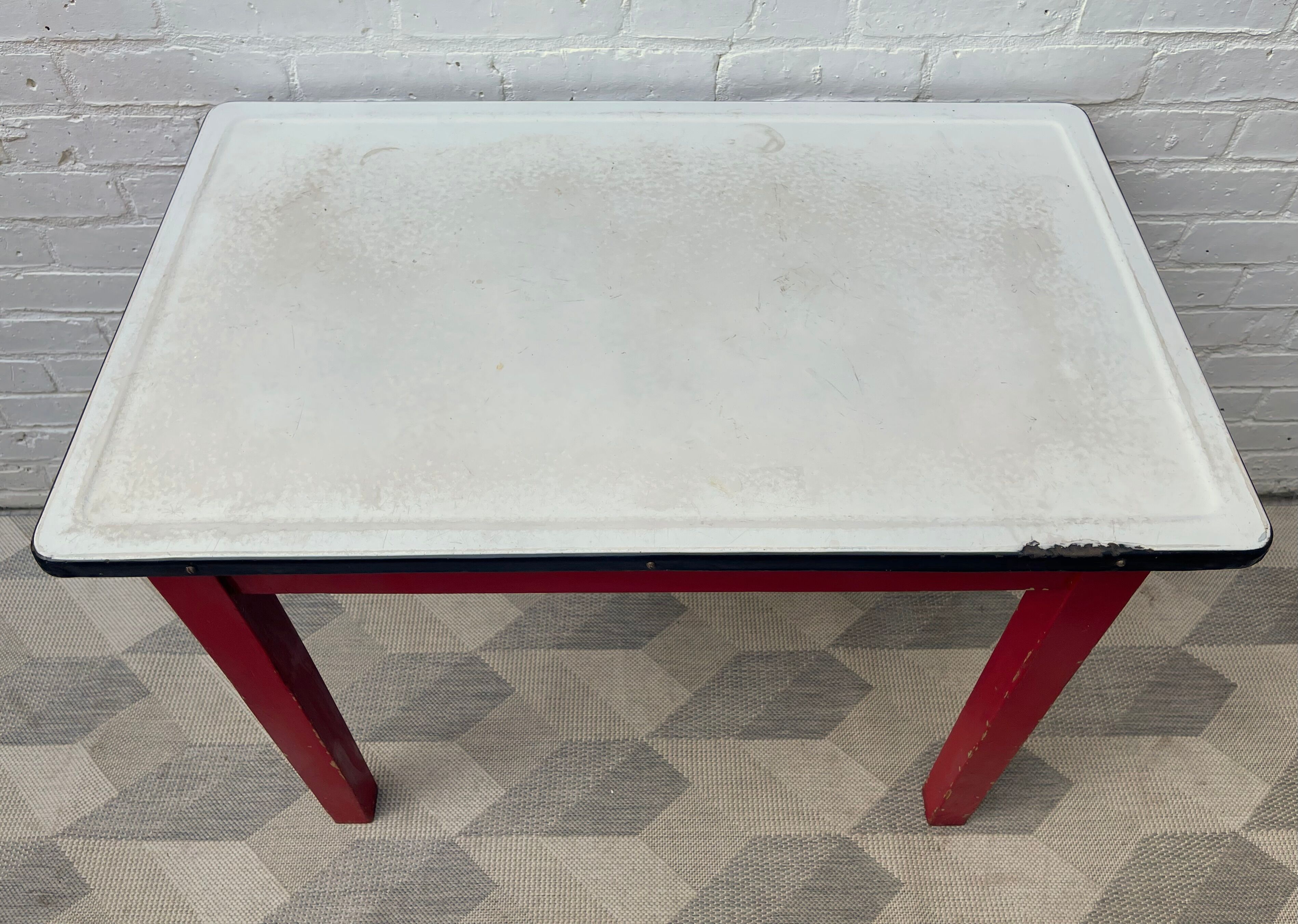 Vintage Kitchen Table with Enamel Top
