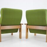 1970s pair of beech armchairs, czechoslovakia