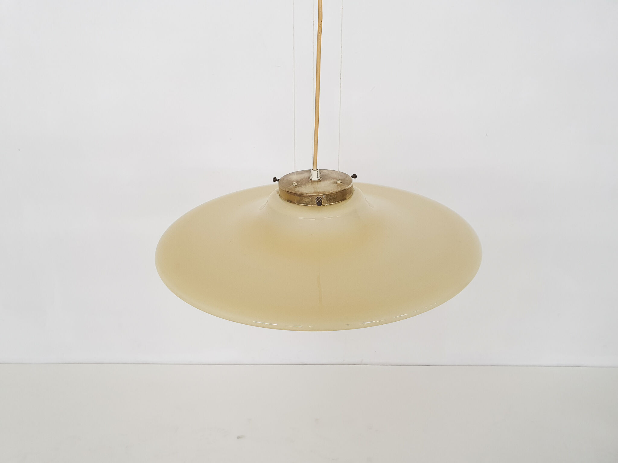 Mid-century modern yellow glass pendant light 1960's