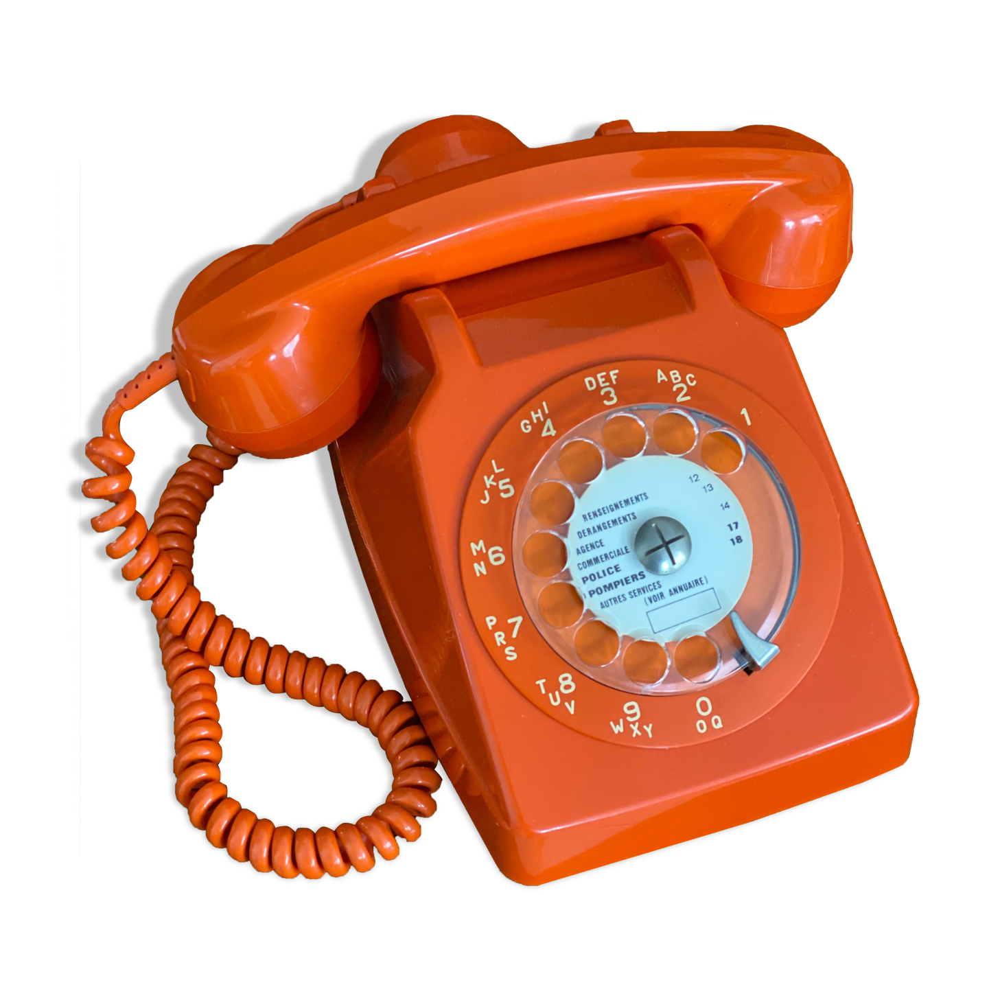 Téléphone à cadran vintage orange