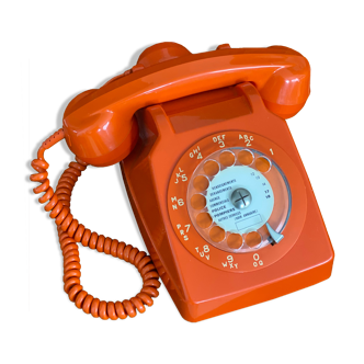 Orange vintage dial phone