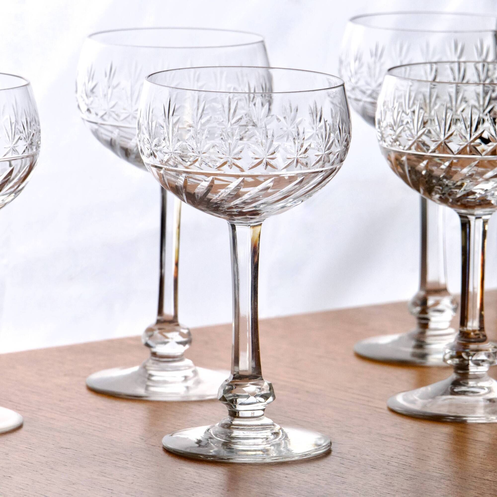 Verres à vin anciens Villeroy & Boch 'Treveris' en cristal soufflé bouche
