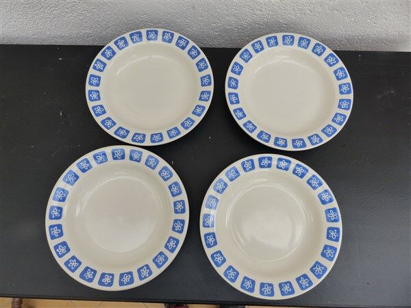 Vintage blue earthenware plates 1950 1960
