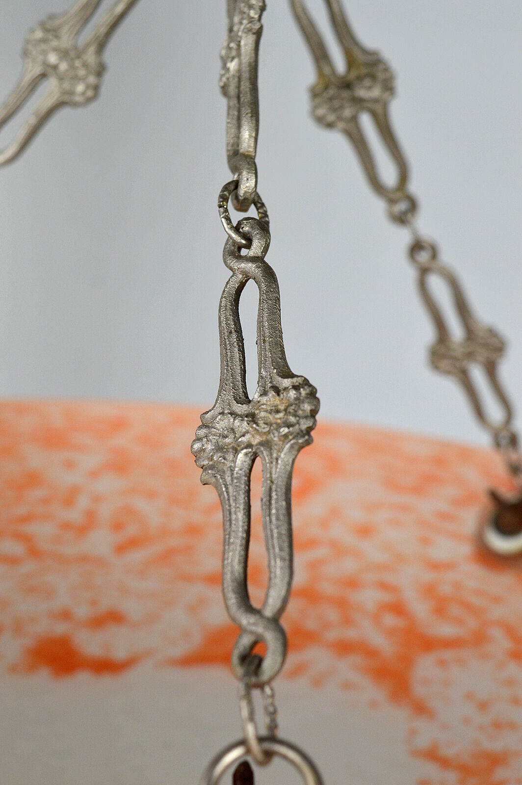 Art Deco pendant lamp in silver bronze, France, circa 1925