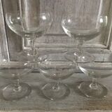 Set of five crystal champagne glasses