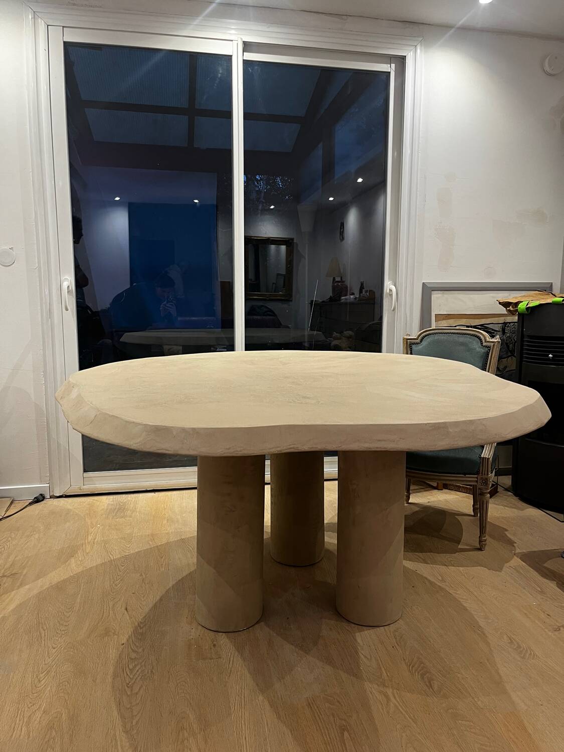 Waxed concrete dining table