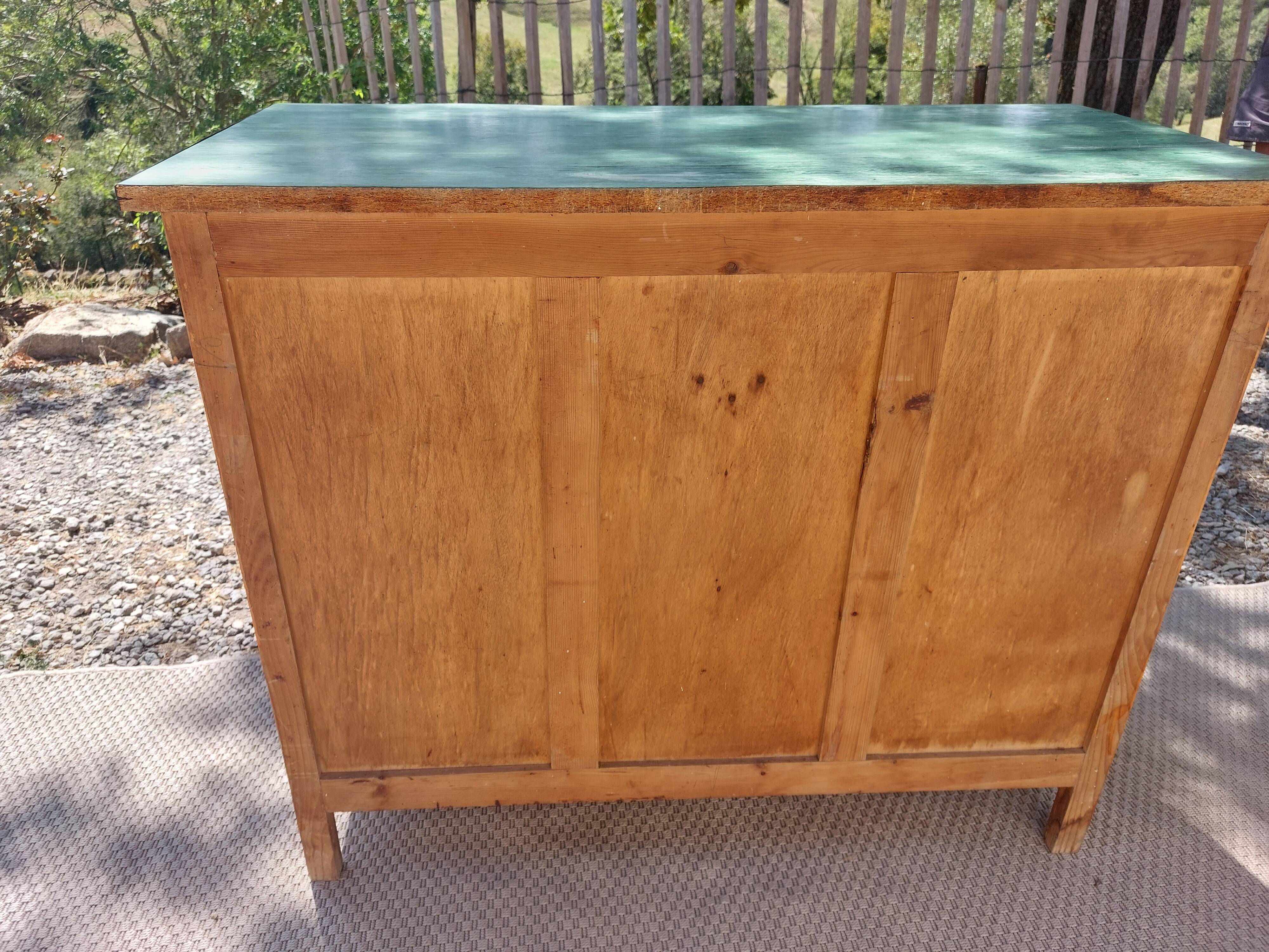 Mado wooden buffet, green and black tray, vintage.