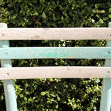 Set of 3 slatted wooden garden chairs