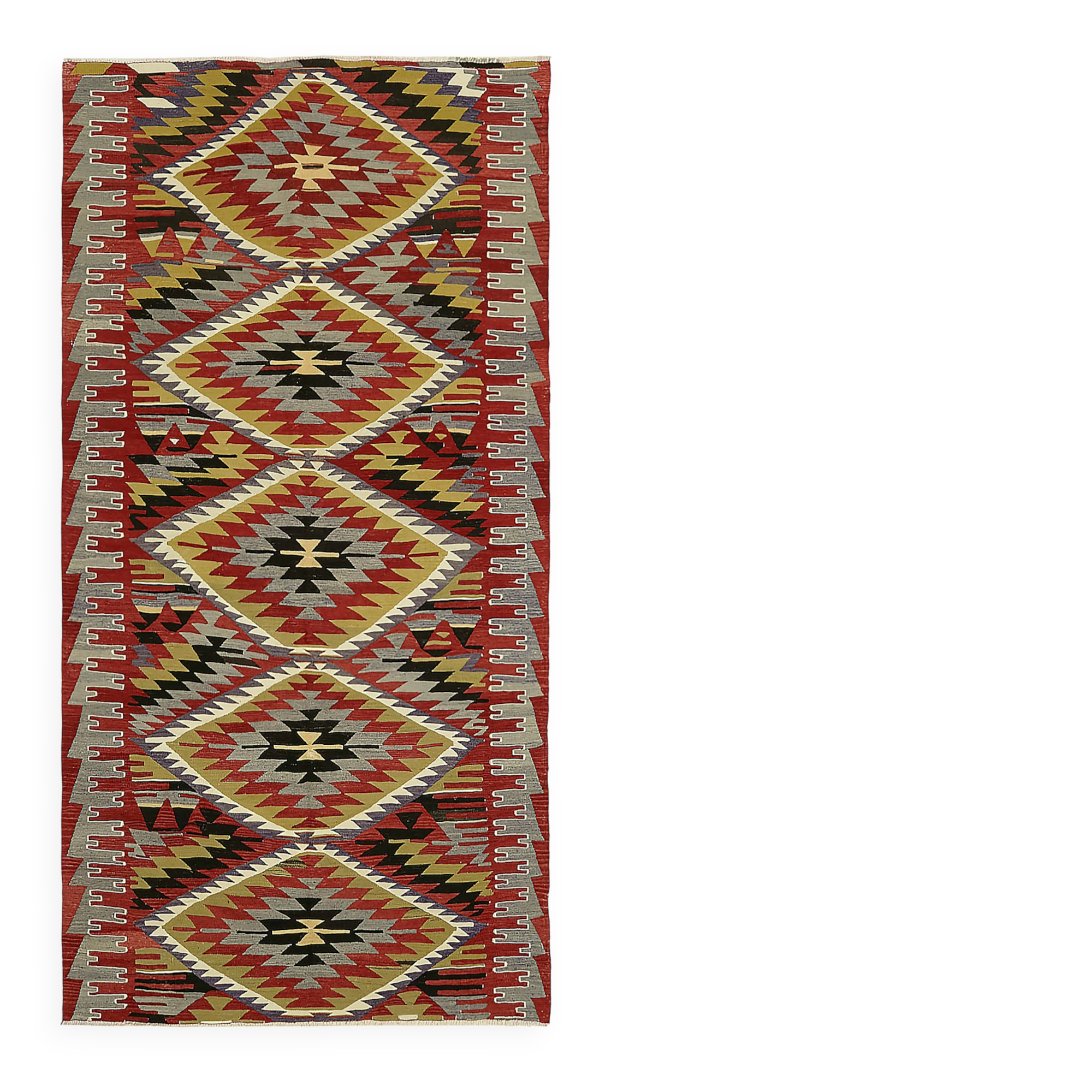 Turkish Handmade Vintage Anatolian Kilim 150 cm x 297 cm