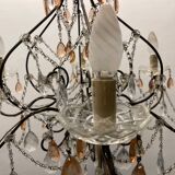 Lustre bronze cristal rose années 1950