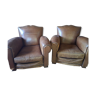 Pair of club leather armchairs