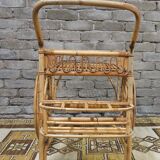 Bamboo and rattan bar cart, 1950