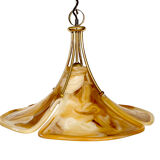 Vintage XXL Space Age pendant lamp, Plexiglas & Brass, 70s