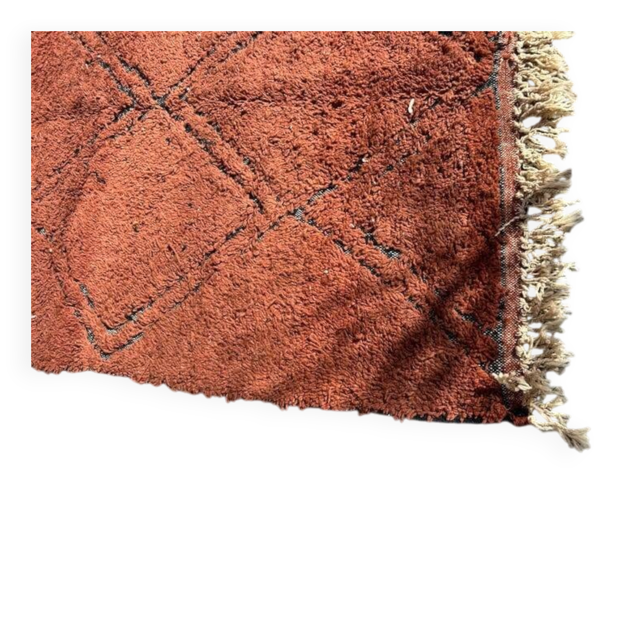 Traditional Beni Ourain Berber rug with brown patterns, 150/250 cm.